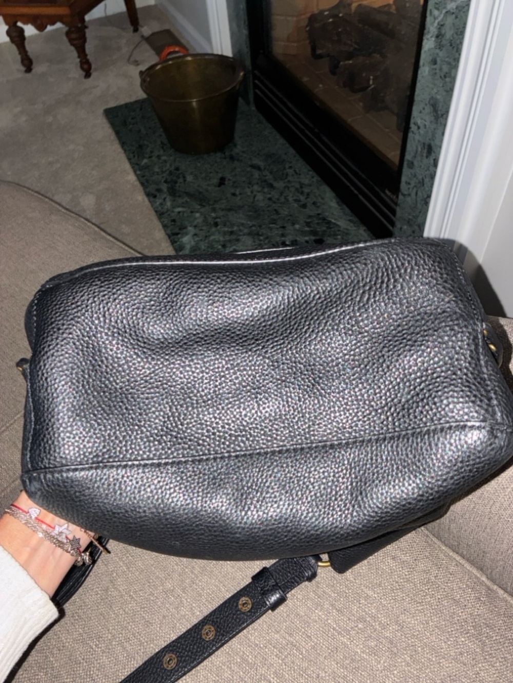 Rebecca Minkoff Black Pebbled Leather Shoulder Bag with Brass Hardware MSRP $378 - Picture 7 of 16